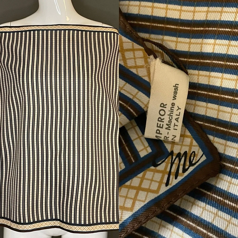 Vintage 70s Mr Emperor Striped Poly Scsrf 22 In Sq Excellent Condition